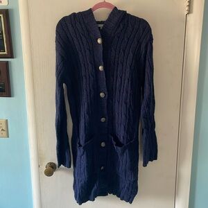 XL dELiA*s Navy Long Button Hooded Cardigan